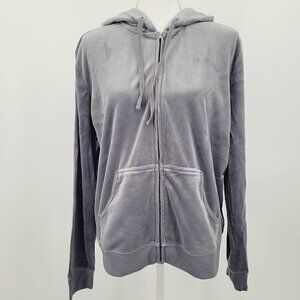 NY&CO Grey Hooded Velour Jacket